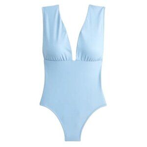 J. Crew V Neck One Piece Swimsuit Blue Mist NWT